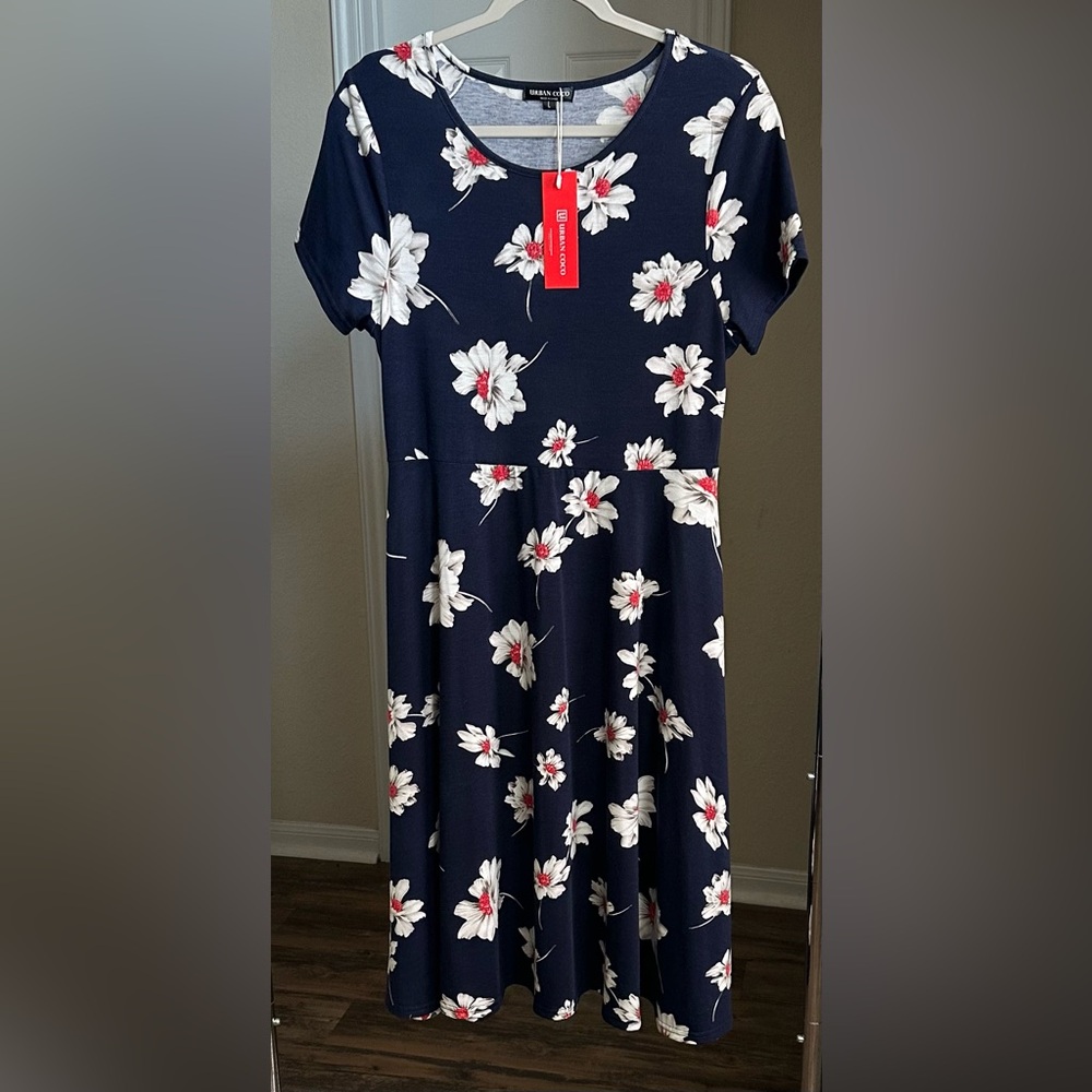 Urban Coco Short Sleeve Midi Dress NWT